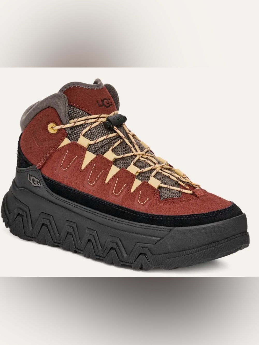 UGG CapTrail High Waterproof Platform Sneaker Boots in Red Jasper